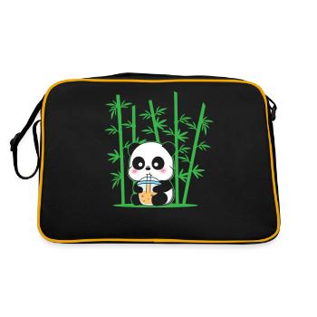 Kawaii Panda Bubble Tea Boba Tee Panda - Sac Retro - noir/or - Dos