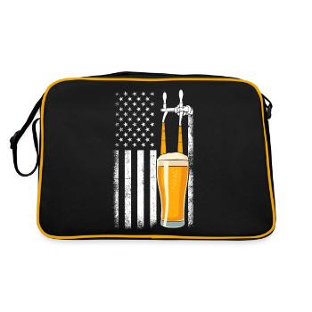 Bier USA Flagge Bar Zapfhahn - Retro Tasche - Schwarz/Gold - Hinten
