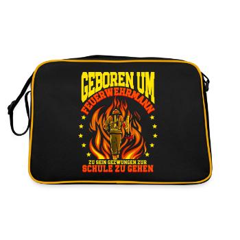Feuerwehr Feuerwehrmann - Retro Tasche - Schwarz/Gold - Hinten
