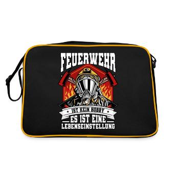 Feuerwehr Feuerwehrmann - Retro Tasche - Schwarz/Gold - Hinten