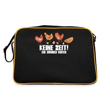 Huhn Hühner - Retro Tasche - Schwarz/Gold - Hinten