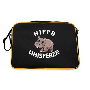Funny Hippo Lover Hippo Whisperer - Retro Bag - black/gold - Back