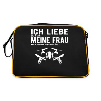 Ich Liebe meine Frau Drohne Fliegen lässt - Retro Tasche - Schwarz/Gold - Hinten