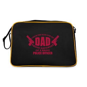 Policier Fille Père Je soutiens le Bleu Pour Mon Père - Sac Retro - noir/or - Dos