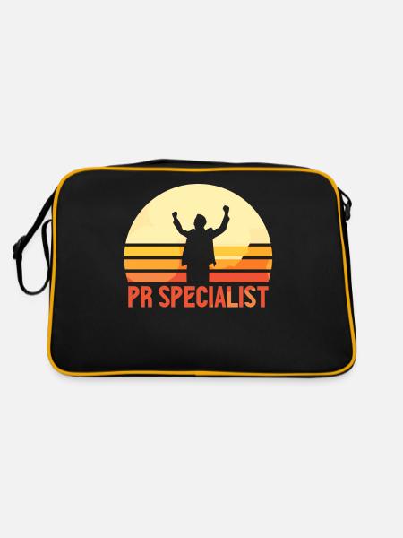 PR Spezialist Public Relations Job Beruf - Retro Tasche - Schwarz/Gold - Hinten