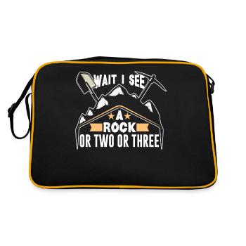 Warte Ich Sehe Einen Stein Oder Zwei Oder Drei - Retro Tasche - Schwarz/Gold - Hinten