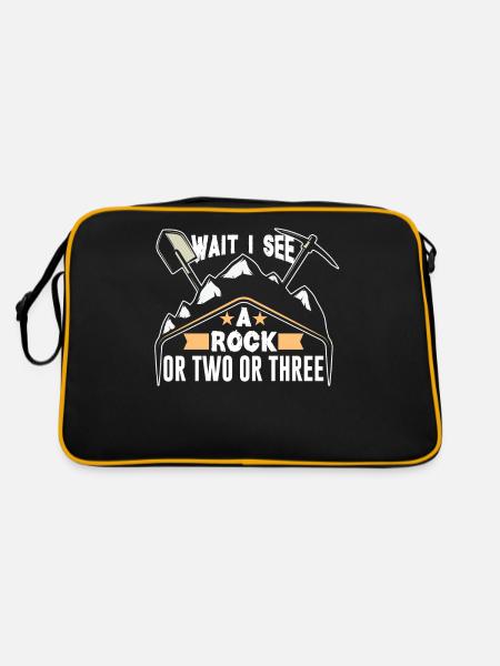 Warte Ich Sehe Einen Stein Oder Zwei Oder Drei - Retro Tasche - Schwarz/Gold - Hinten