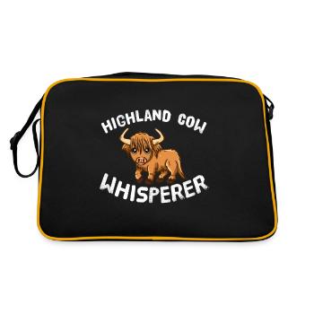 Highland Cow Whisperer Kuh Kühe Yak Ochse Landwirt - Retro Tasche - Schwarz/Gold - Hinten