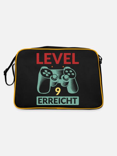 Level 9 Erreicht Gamer - Retro Tasche - Schwarz/Gold - Hinten