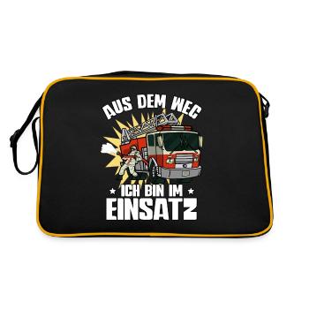 Aus Dem Weg Ich Bin Im Einsatz Feuerwehr - Retro Tasche - Schwarz/Gold - Hinten