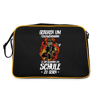 Feuerwehr Feuerwehrmann - Retro Tasche - Schwarz/Gold - Hinten