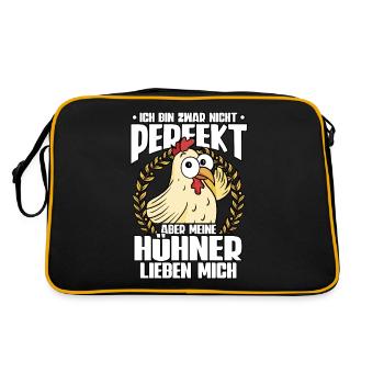 Huhn Hühner - Retro Tasche - Schwarz/Gold - Hinten