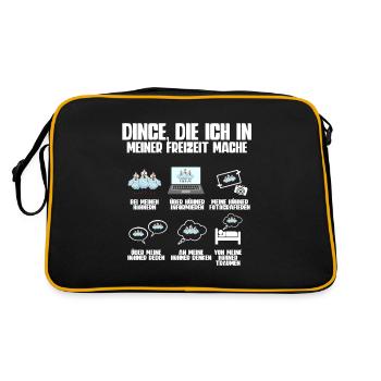 Huhn Hühner - Retro Tasche - Schwarz/Gold - Hinten