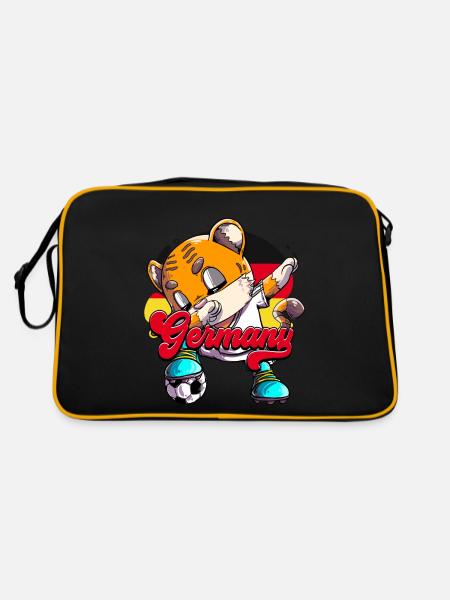 Deutschland Fußball - Retro Tasche - Schwarz/Gold - Hinten