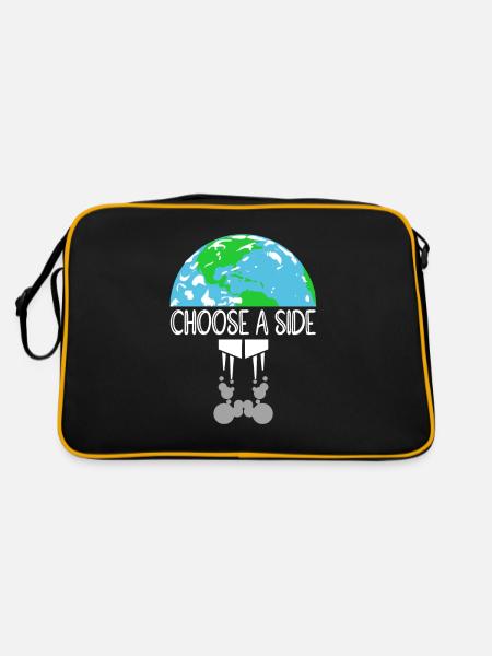 Naturschutz Klima Naturschützer Meer - Retro Tasche - Schwarz/Gold - Hinten