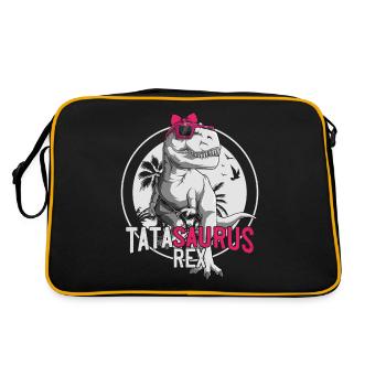 Tatasaurus Beste Tata Dinosaurier Geschenk Tante - Retro Tasche - Schwarz/Gold - Hinten