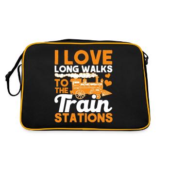 Modellbahn Zug Lokomotiven Geschenk - Retro Tasche - Schwarz/Gold - Hinten