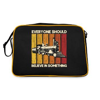 Modellbahn Zug Lokomotiven Geschenk - Retro Tasche - Schwarz/Gold - Hinten