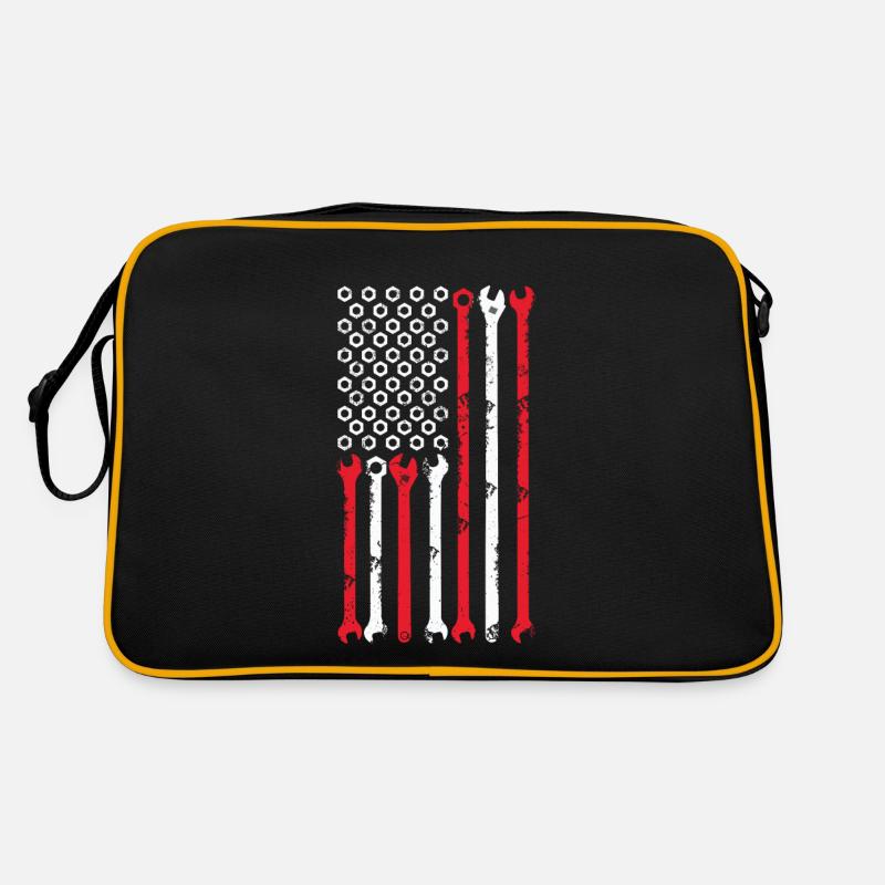 Voiture de garage mécanique avec drapeau américain Sac Retro