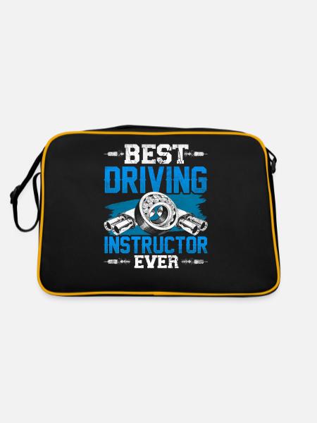 Bester Fahrlehrer Aller Zeiten Beruf Fahrschule - Retro Tasche - Schwarz/Gold - Hinten