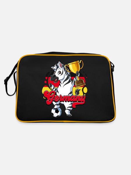 Deutschland Fußball - Retro Tasche - Schwarz/Gold - Hinten