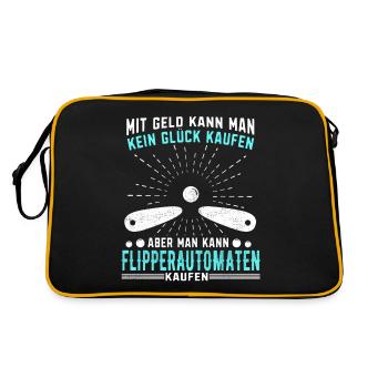 Flipperautomat Acarde Flippersammler Geschenk - Retro Tasche - Schwarz/Gold - Hinten