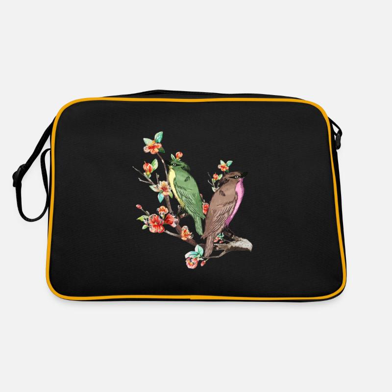 Japanische Kunst Vogel Pfirsischbaum Kirschblüte Retro Tasche