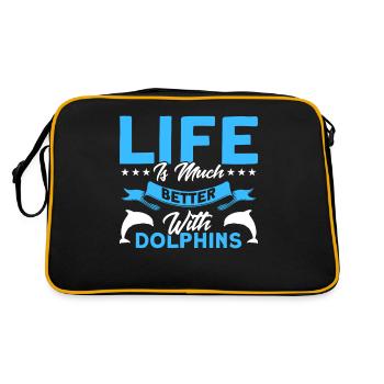 Dolphin Dolphin Lover Animal Dolphins Gift - Retro Bag - black/gold - Back