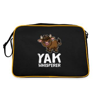 Yak Whisperer Kuh Flüsterer Yak Kühe Landwirt - Retro Tasche - Schwarz/Gold - Hinten