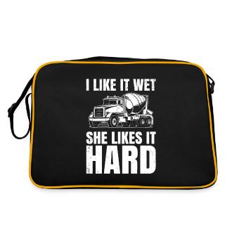 Ich Mag Es Nass, Sie Mag Es Hart Für Alle - Retro Tasche - Schwarz/Gold - Hinten