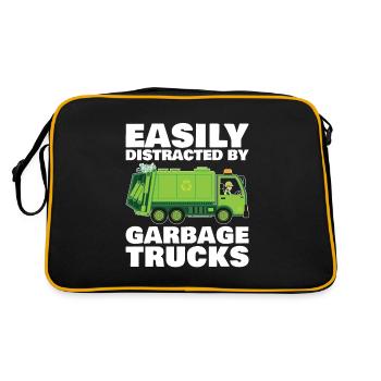 Leicht Von Müllwagen Abgelenkt - Retro Tasche - Schwarz/Gold - Hinten