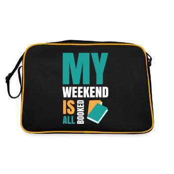My Weekend Is All Booked Bookworm - Retro Tasche - Schwarz/Gold - Hinten