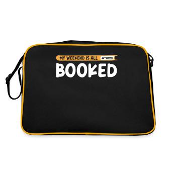 My Weekend Is All Booked Bookworm - Retro Tasche - Schwarz/Gold - Hinten