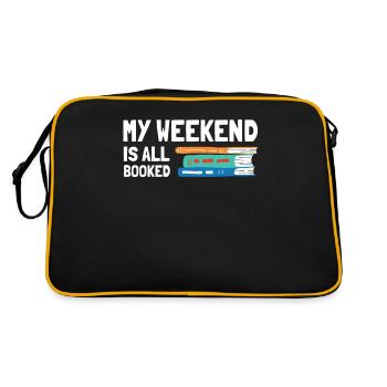 My Weekend Is All Booked Bookworm - Retro Tasche - Schwarz/Gold - Hinten