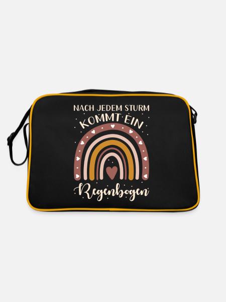 Nach Jedem Sturm Kommt Ein Regenbogen - Retro Tasche - Schwarz/Gold - Hinten