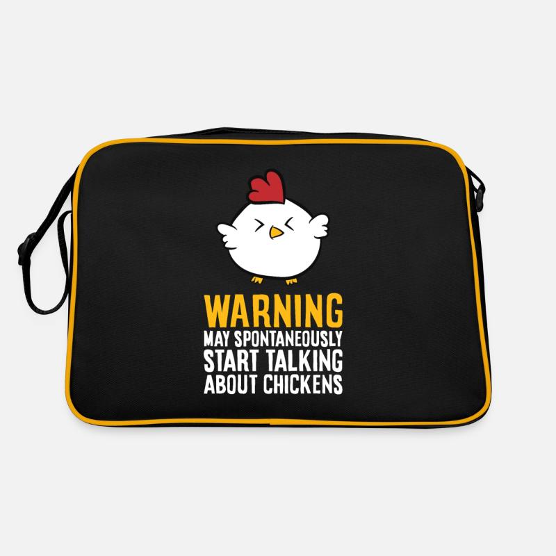 Warnung kann spontan über Hühner sprechen Retro Tasche