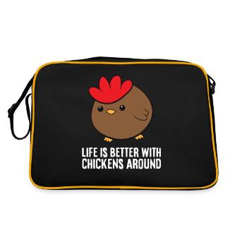 Hühner Hühner Das Leben ist besser mit Hühnern in - Retro Tasche - Schwarz/Gold - Hinten