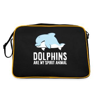 Delphine sind mein Seelentier Tümmler-Liebhaber - Retro Tasche - Schwarz/Gold - Hinten