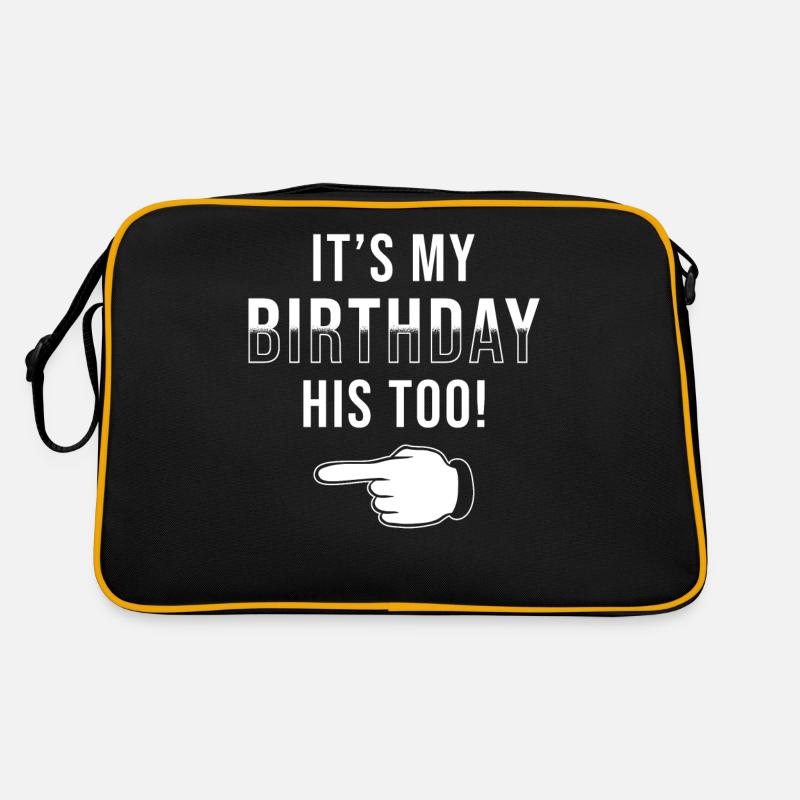 Anniversaire jumeau c’est mon anniversaire aussi - Sac Retro - noir/or