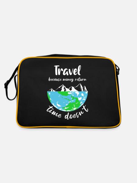 travel because money return time doesn't - Retro Tasche - Schwarz/Gold - Hinten