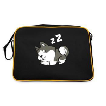 Lazy Husky Dog Sleeping Siberian Husky - Sac Retro - noir/or - Dos