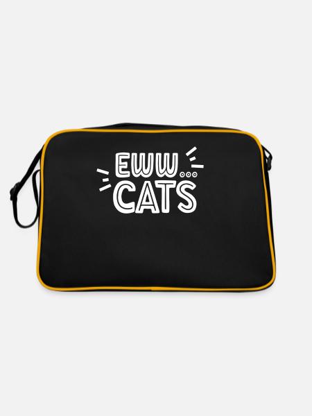 Igitt Katzen Hund Liebhaber Welpe Tier Sprüche - Retro Tasche - Schwarz/Gold - Hinten