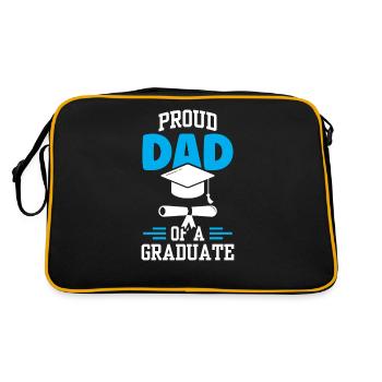 Stolzer Vater Eines Absolventen Abschluss - Retro Tasche - Schwarz/Gold - Hinten