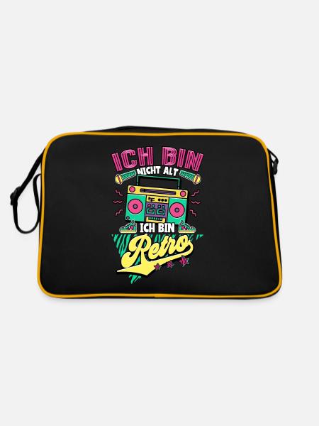 Ich Bin Nicht Alt Ich Bin Retro 90er Jahre - Retro Tasche - Schwarz/Gold - Hinten