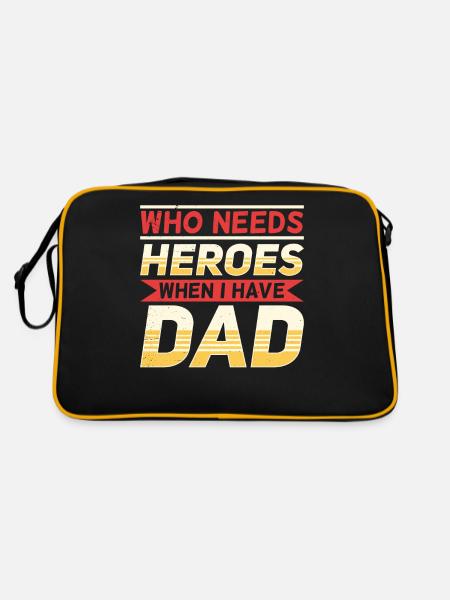 Wer Braucht Helden Wenn Ich Meinen Vater Habe Papi - Retro Tasche - Schwarz/Gold - Hinten