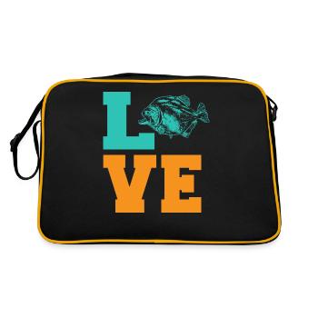 Piranha-Geschenkidee - Retro Tasche - Schwarz/Gold - Hinten