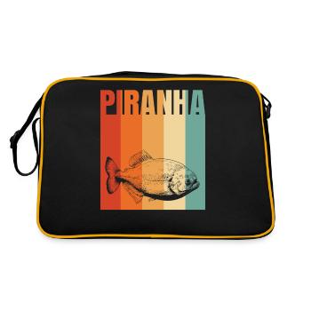 Piranha-Geschenkidee - Retro Tasche - Schwarz/Gold - Hinten
