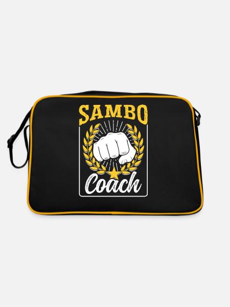 Sambo Trainer Kampfkunst Kampfsport Training - Retro Tasche - Schwarz/Gold - Hinten