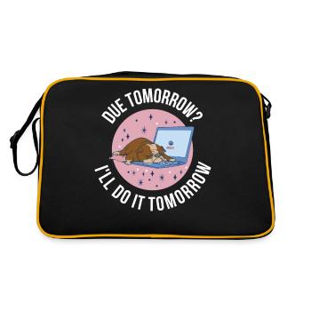 Due Tomorrow Prokrastination Geschenk - Retro Tasche - Schwarz/Gold - Hinten