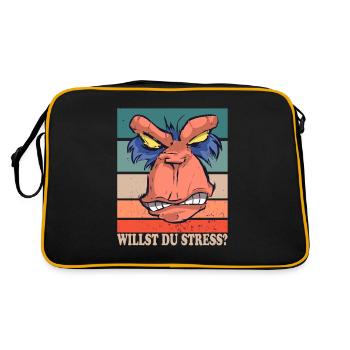 Willst Du Stress? Design für Affen Fans - Retro Tasche - Schwarz/Gold - Hinten